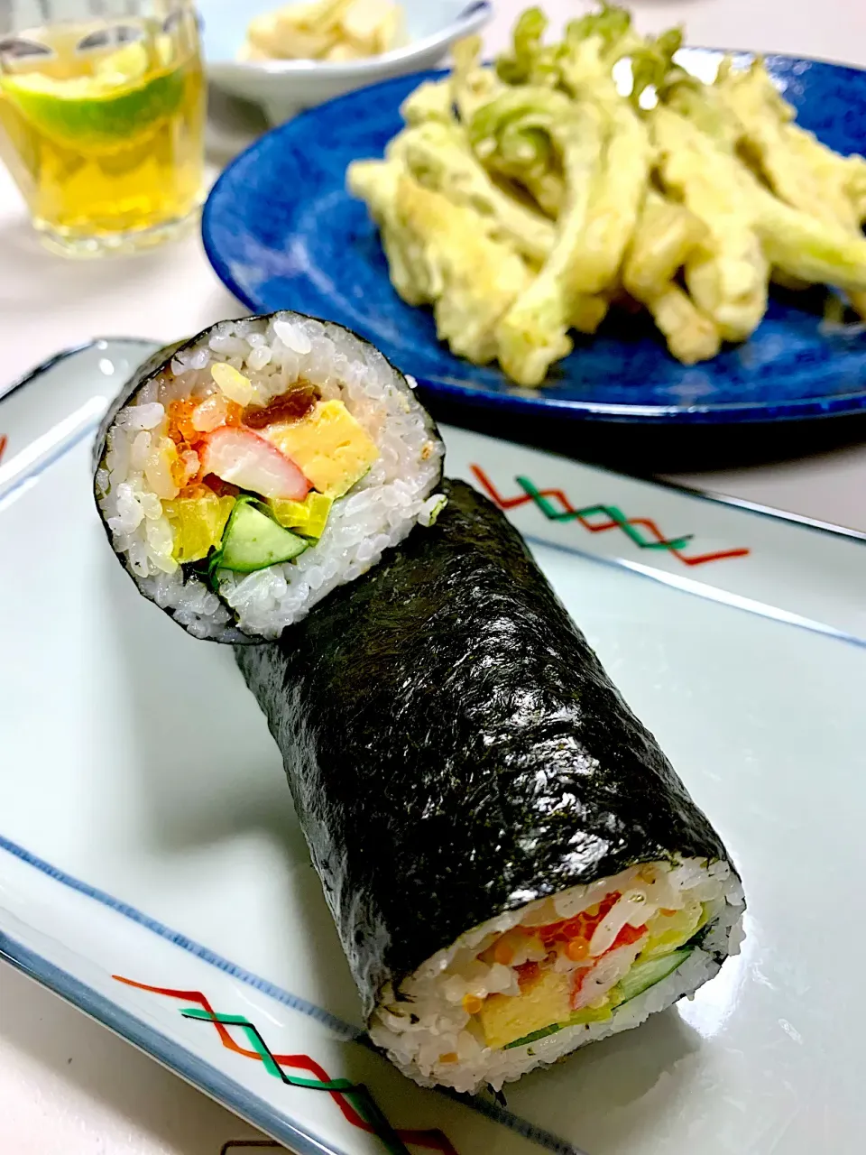 Snapdishの料理写真:Ehomaki, uncut sushi rolls to celebrate Setsubun, the day before the beginning of spring in Japan|gonbenさん