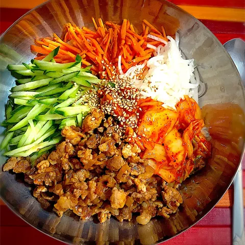 「ＭＣ　タコソース」を使ってみたSnapdishの料理・レシピ写真:ビビンバ비빔밥 🇰🇷タコソースででお肉に味付け☺️