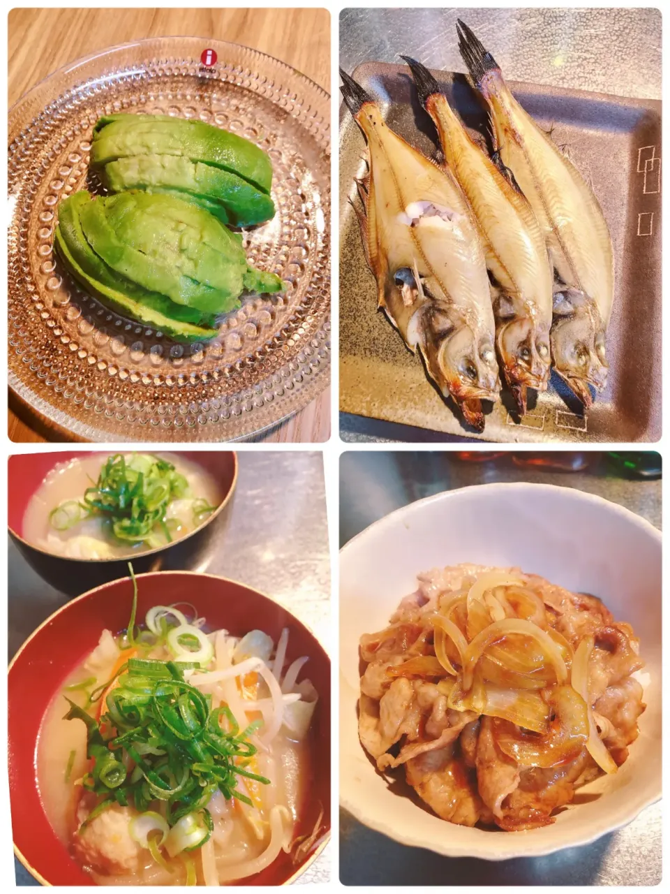 今夜は、アボカド🥑えてかれい、豚丼、鳥ごぼうと野菜たっぷり味噌汁🍺|海斗さん