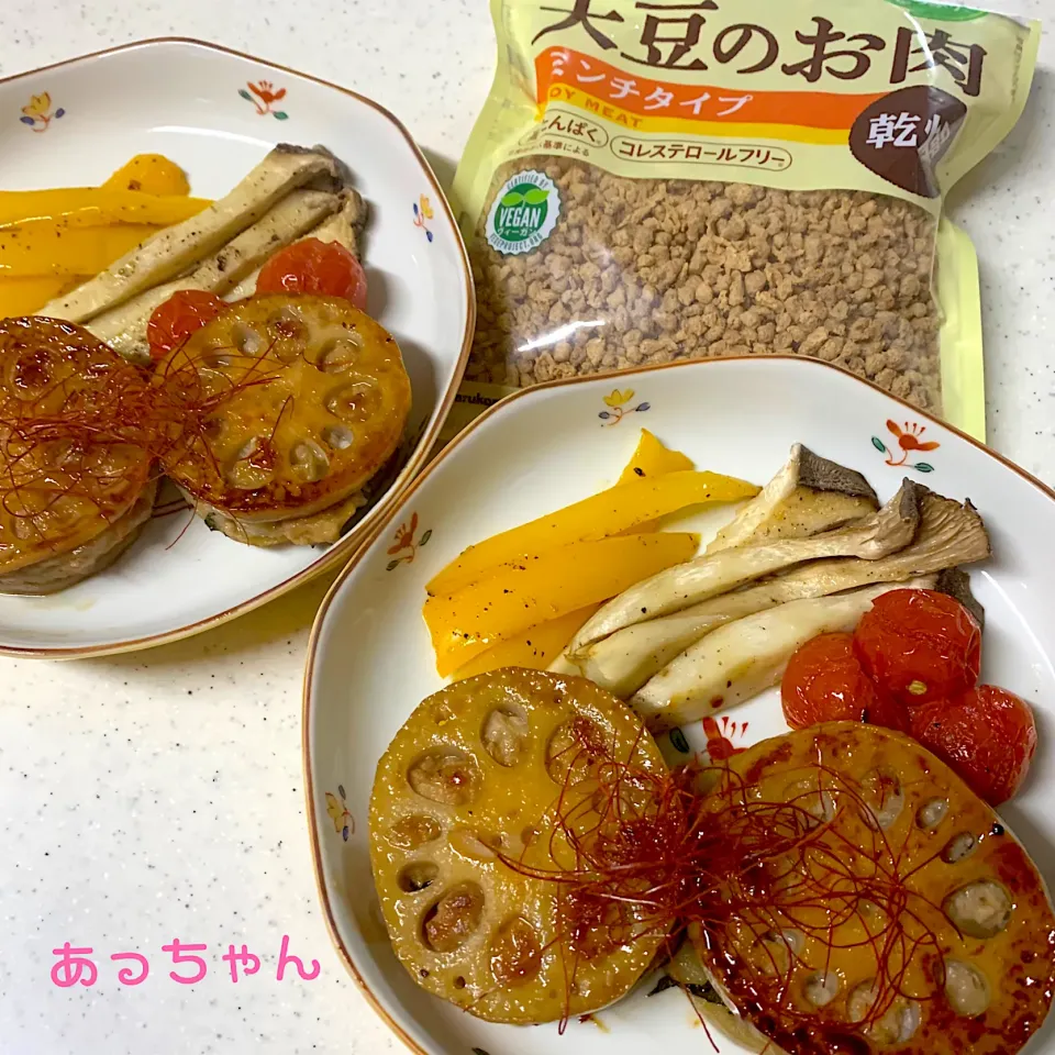 モニター当選ありがとうございます😊大豆のお肉乾燥タイプでレンコンの照り焼き|あっちゃんさん