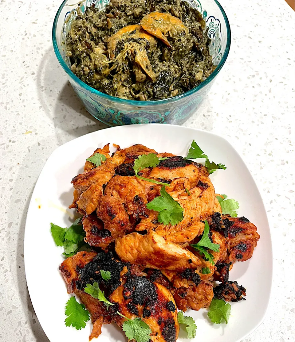 Chicken bbq and Laing -taro leaves simmered in lots & lots of coconut milk🥥|🌺IAnneさん