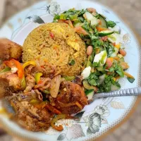 EGG JOLLOF RICE
PEPERRED CHICKEN
AND YUMMY SALAD🥗|Hauwa Waleedah Sadiqさん