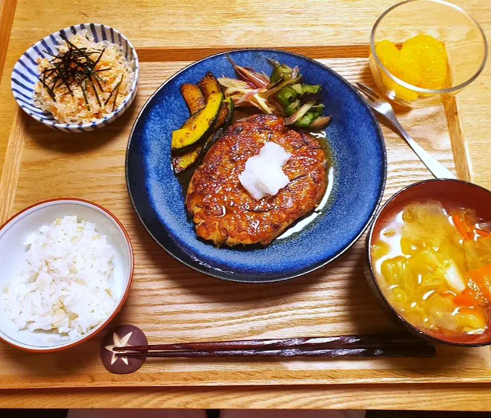 和風きのこバーグ、明太白滝他|halさん