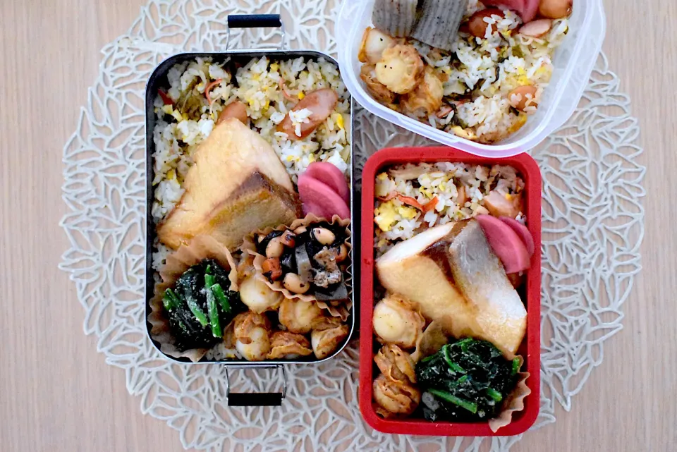 息子弁当&自分弁当『最後のちちぶ菜炒飯』|dra-kichiさん