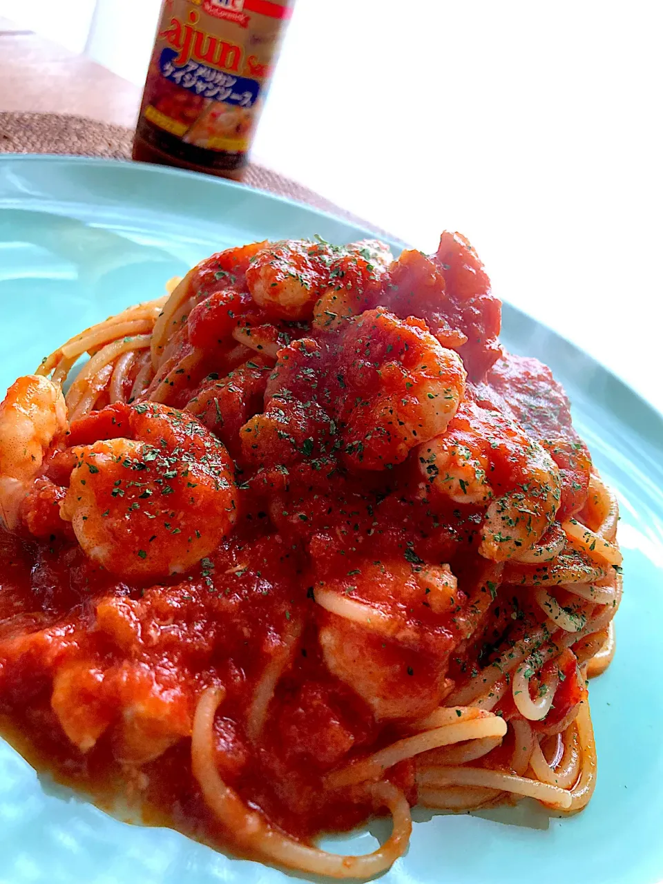 Snapdishの料理写真:海老のケイジャントマトソーススパゲティ😋🍅🍝🦐💕✨|アイさん