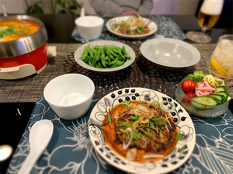 お豆腐ハンバーグ韓国風、スンドゥブ☺️|ゆかさん