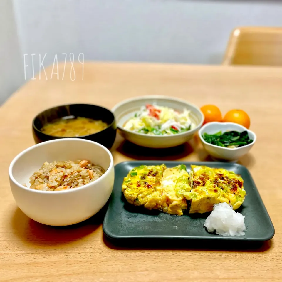 Snapdishの料理写真:ringonamaさんの料理 長芋とネギのオムレツ風🥚|FIKA789さん