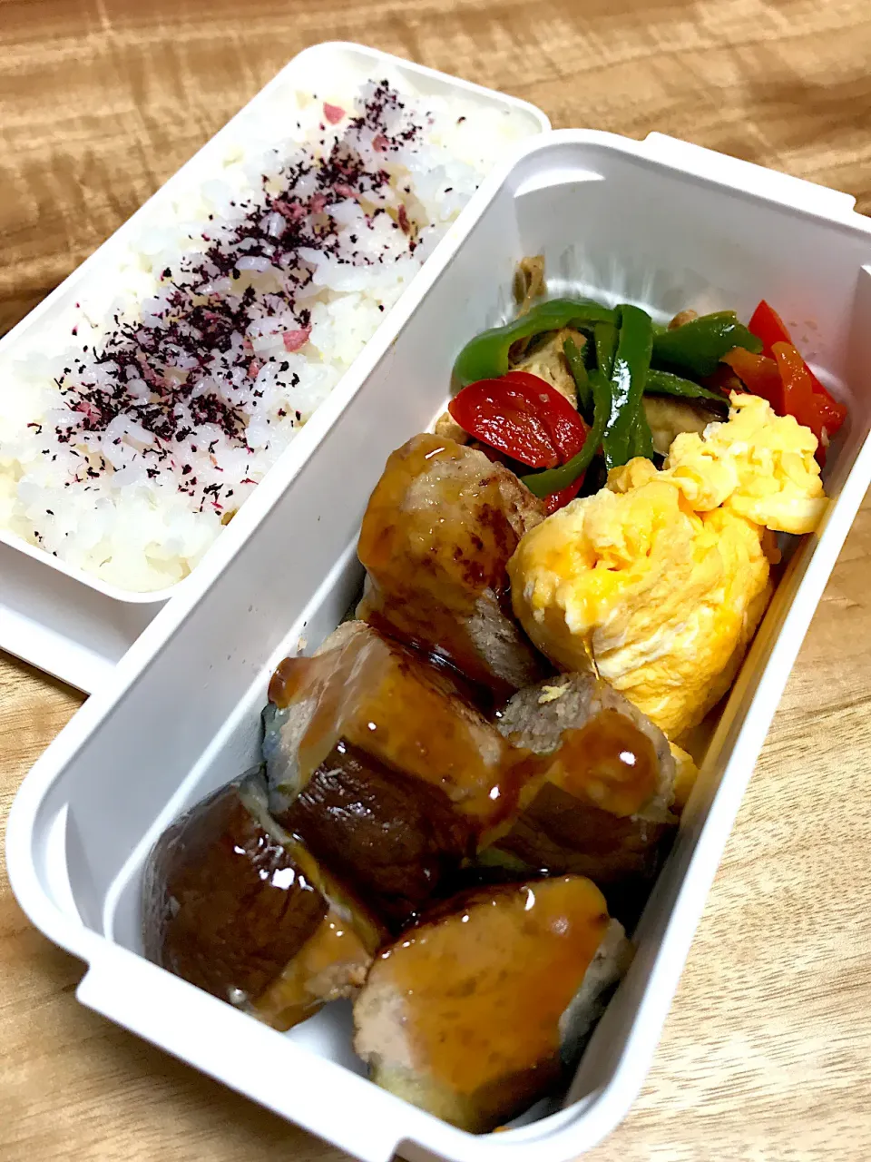 茄子の肉詰め弁当|二キィさん