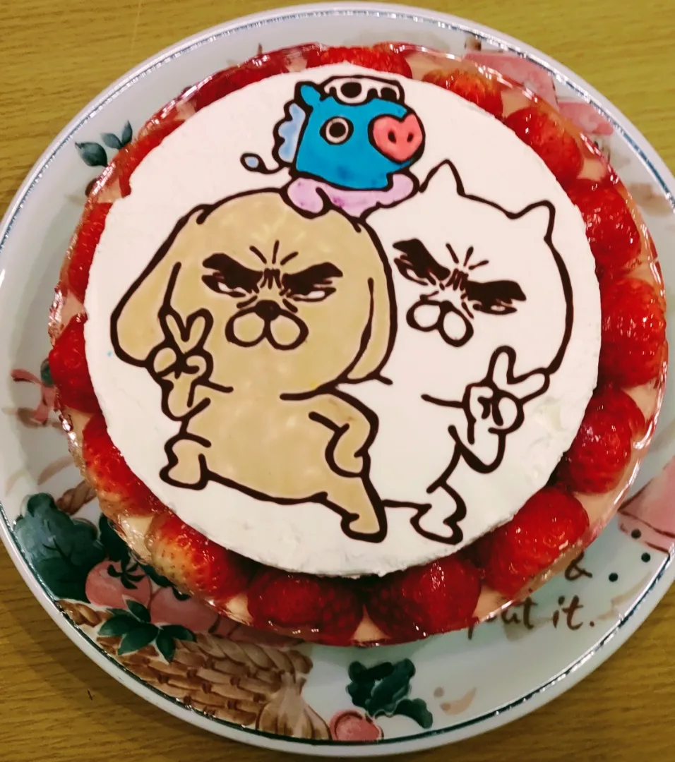 Snapdishの料理写真:☆目ヂカラキャラケーキ☆|ミッキーさん