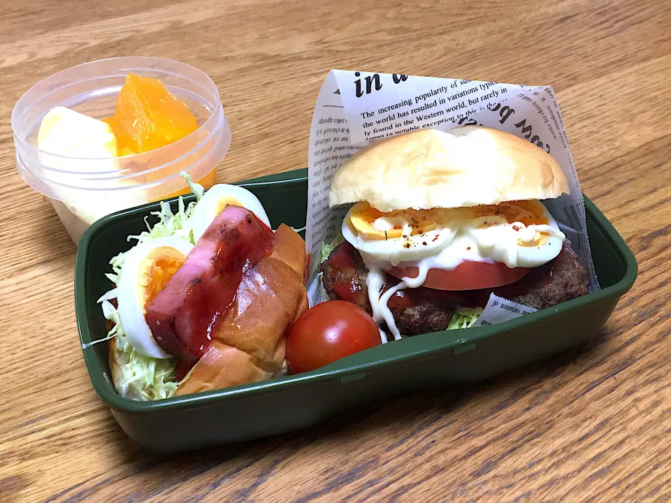 Snapdishの料理写真:ハンバーガー弁当|ゆさん