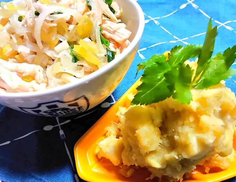 鶏ねぎ丼(w/白醤油)
さつま芋クリチサラダ|マギーさん