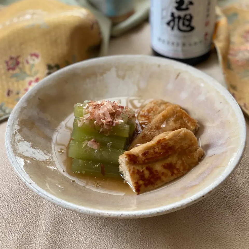 ふきのおひたしと焼き油揚げの煮物🥢|ゆきぽん@ゆきの家飲み料理さん