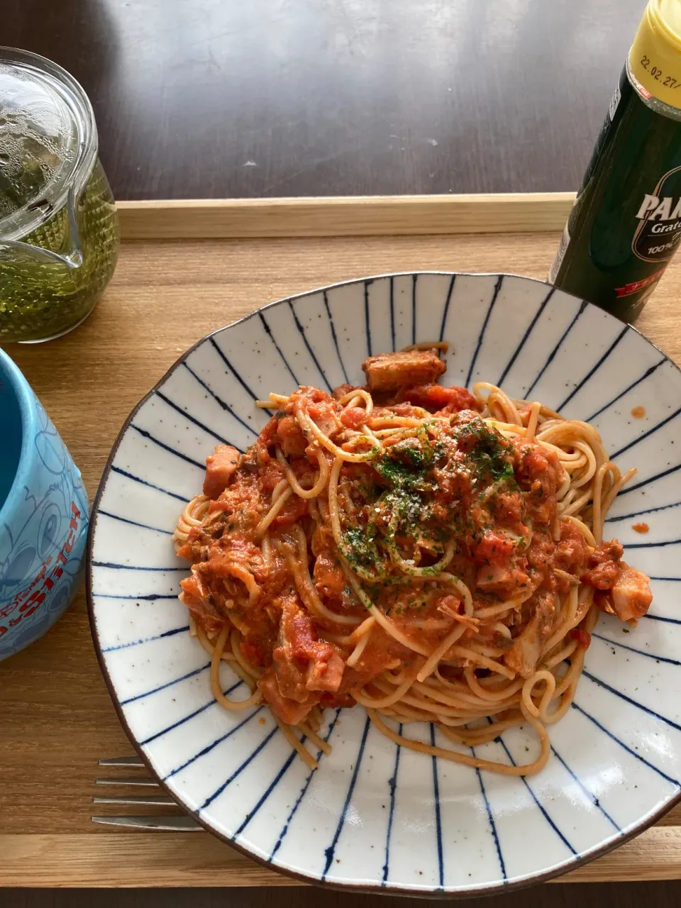 鯖缶のトマトクリームパスタ|なつこいっきママさん