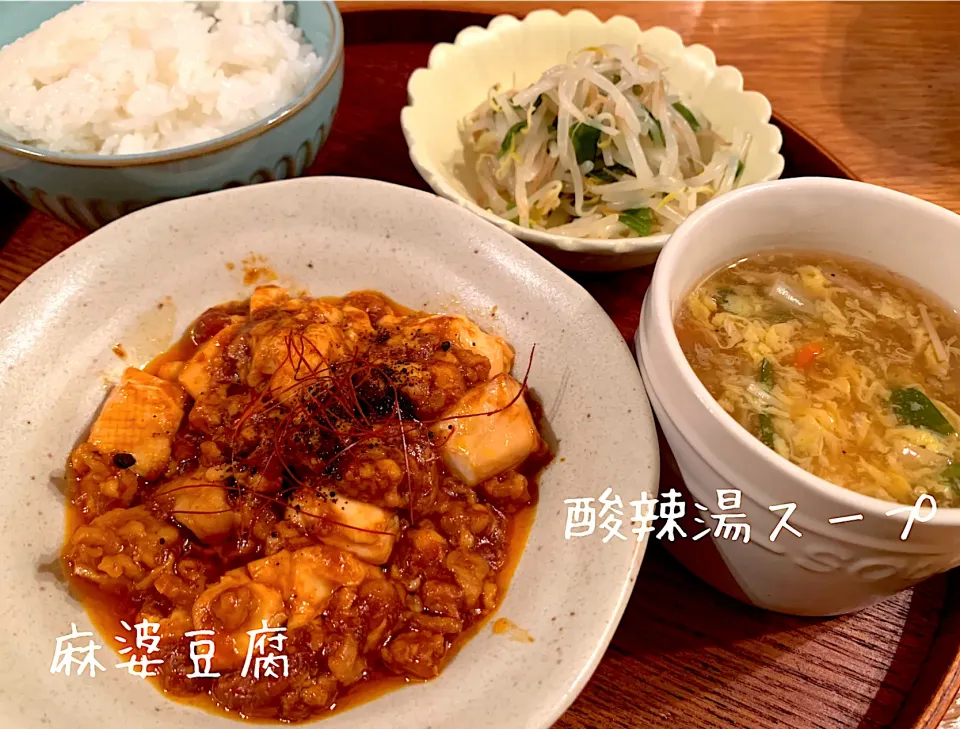 麻婆豆腐と酸辣湯スープ|いちごさん