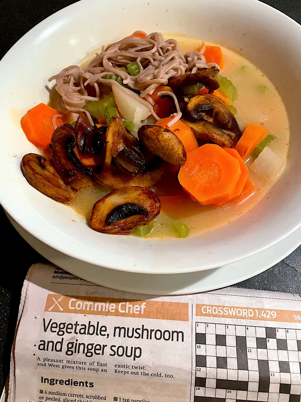 Vegetable, mushroom & ginger soup (Morning Star Commie Chef recipe)|Nick Hiderさん