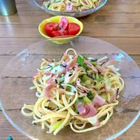 Snapdishの料理写真:葉玉ねぎの和風パスタ🍝|mi♡さん