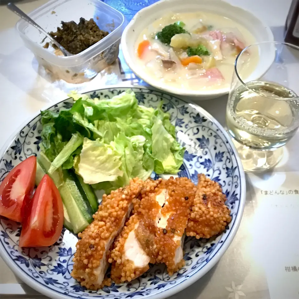 Snapdishの料理写真:鶏胸肉のぶぶ漬けあられ揚げ焼き|Yukikoさん