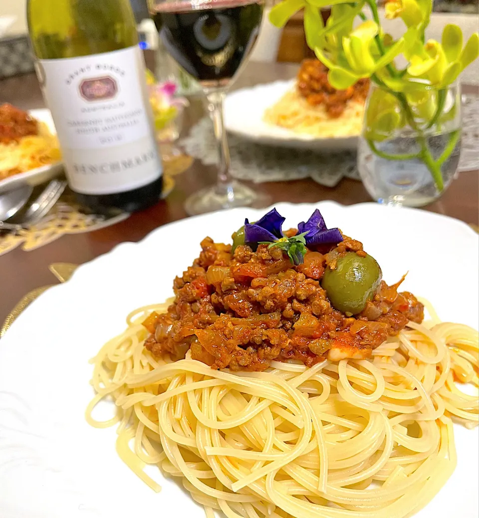 大豆のお肉のミートソースパスタ🍝|りんりんさん