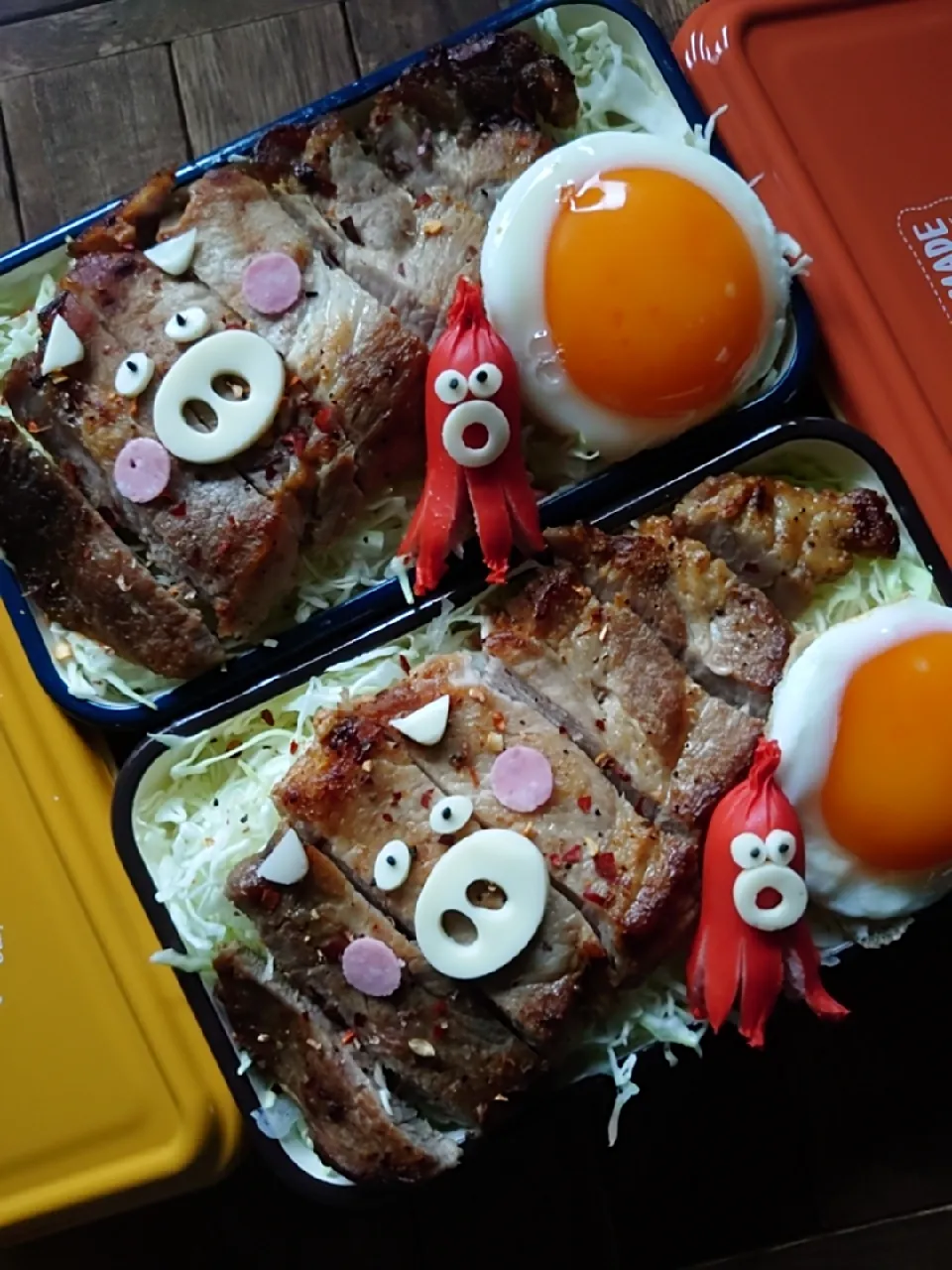 漢の…自分用👔と妻用🎽白飯がススムぞスパイシートンテキ弁当🍱|ᵏᵒᵘさん