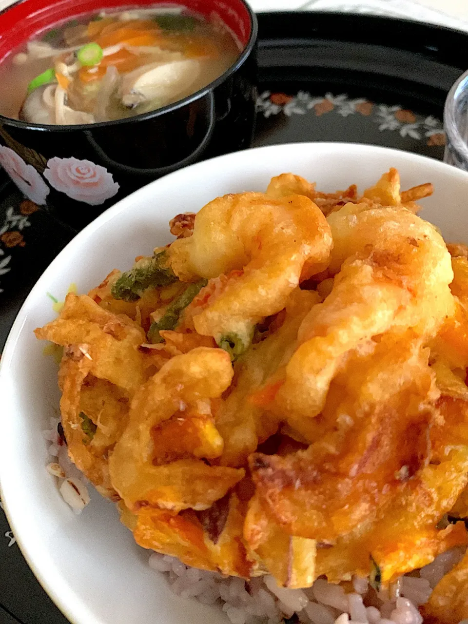 天丼と残り物の鱈のスープランチ|yasukoさん