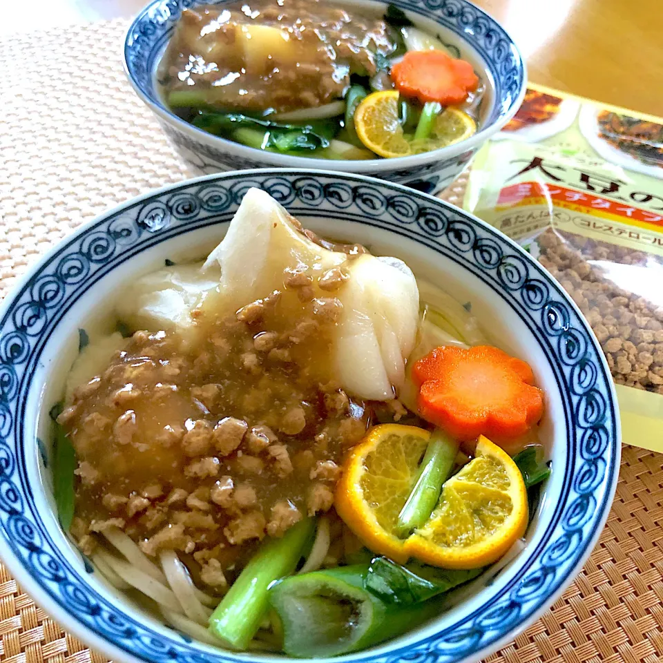 大豆のお肉であんかけそぼろ力もち蕎麦|さらっと🍀さん