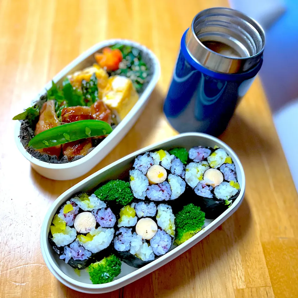 お花海苔巻きとアスパラの肉巻きのお弁当|Lily2525さん