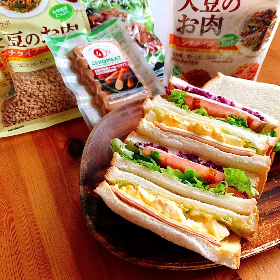 大豆のハムでサンドイッチ🥪|あっちゃんさん