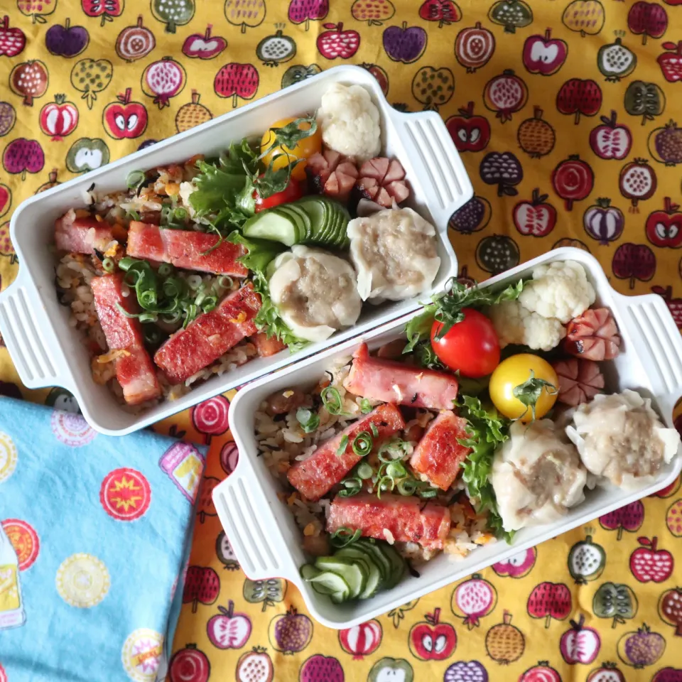 高校生男子＆中学生男子弁当🍱ひじき煮炒飯|なかじー。さん