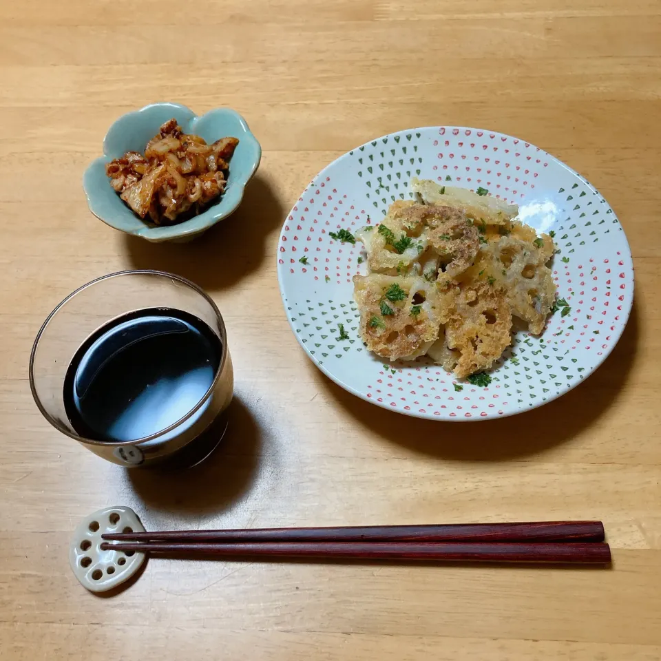 れんこんのカリカリチーズ焼き🧀|ちゃみこさん