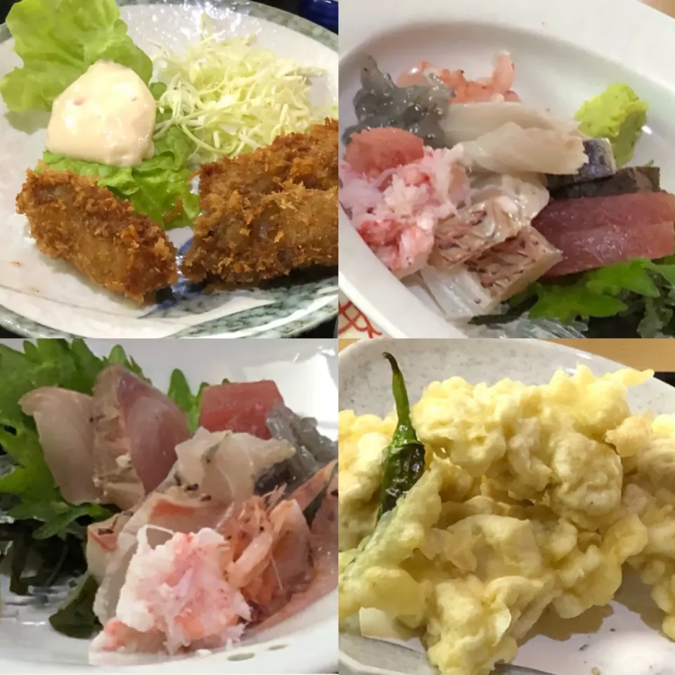 Snapdishの料理写真:市場めし＊白子天ぷら＊牡蠣フライ＊|henryさん