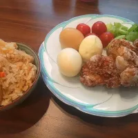 俺史上No.1唐揚げ＆エリンギと筍炊き込みご飯|かずーーーいさん