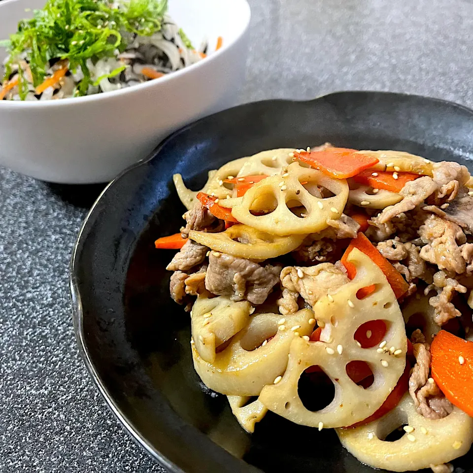 蓮根炒めと大根サラダ🥗|あゆみさん