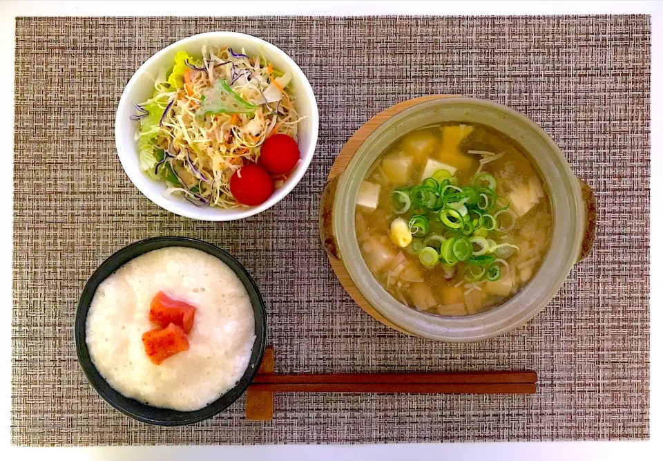 あんかけ豆腐、サラダ、明太とろ飯|keychanさん