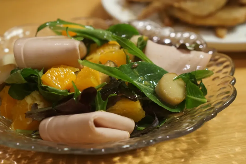 頂いた大豆ミートハムで！！オレンジとハムのマリネ|こたろーさん