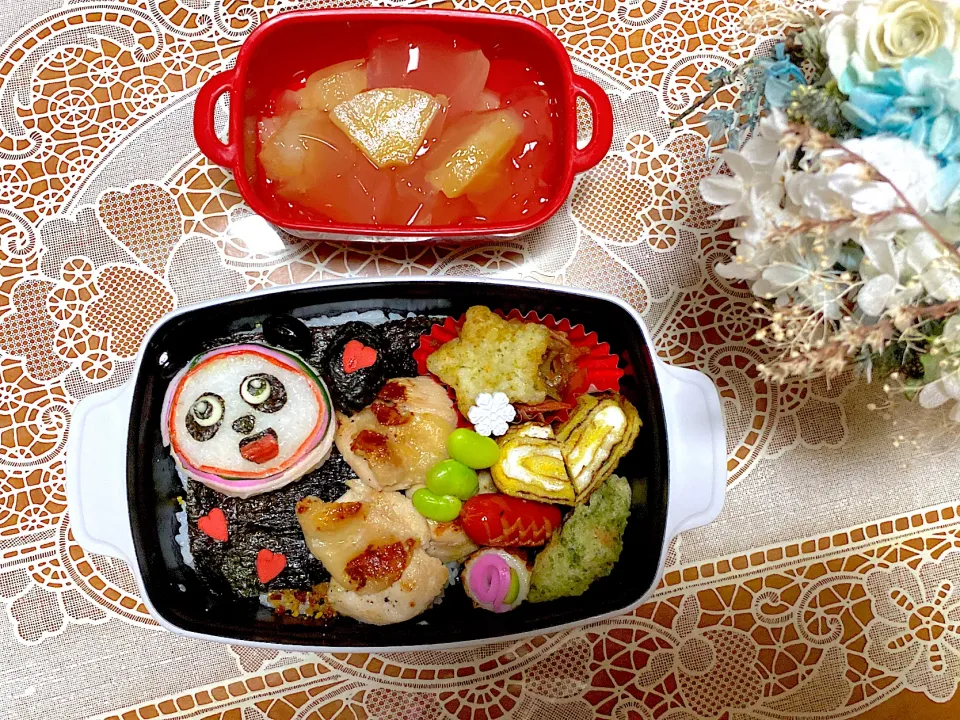 Snapdishの料理写真:2022.2.21はオリンピックキャラクターのビンドゥンドゥンおにぎり弁当🍙|makoさん