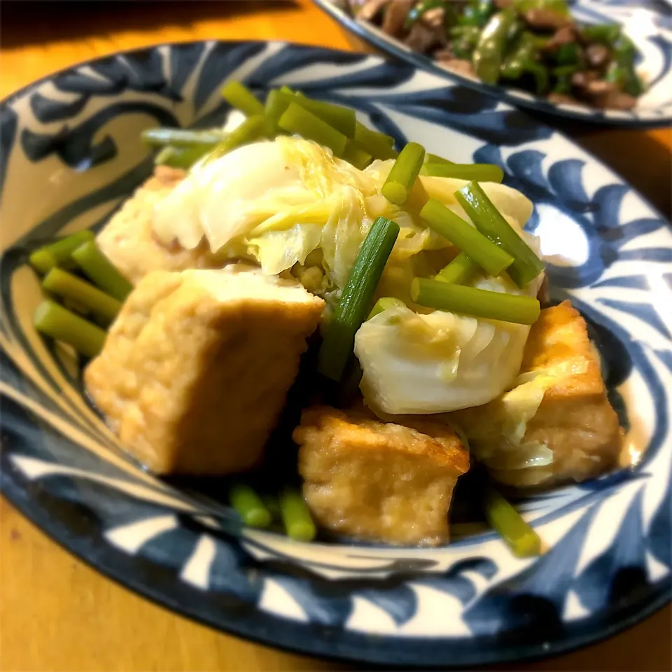 ニンニクの芽と島豆腐・キャベツの出汁煮|沖縄「ピロピロ」ライフさん