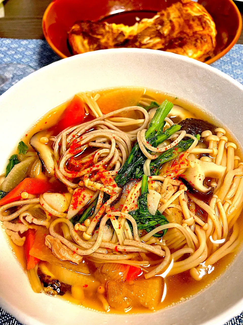 豚バラ大根きのこ温そば|ゆっちこさん