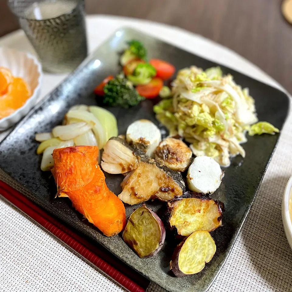 2/22晩ご飯：醤油麹鱈と野菜のグリル|ななみんさん