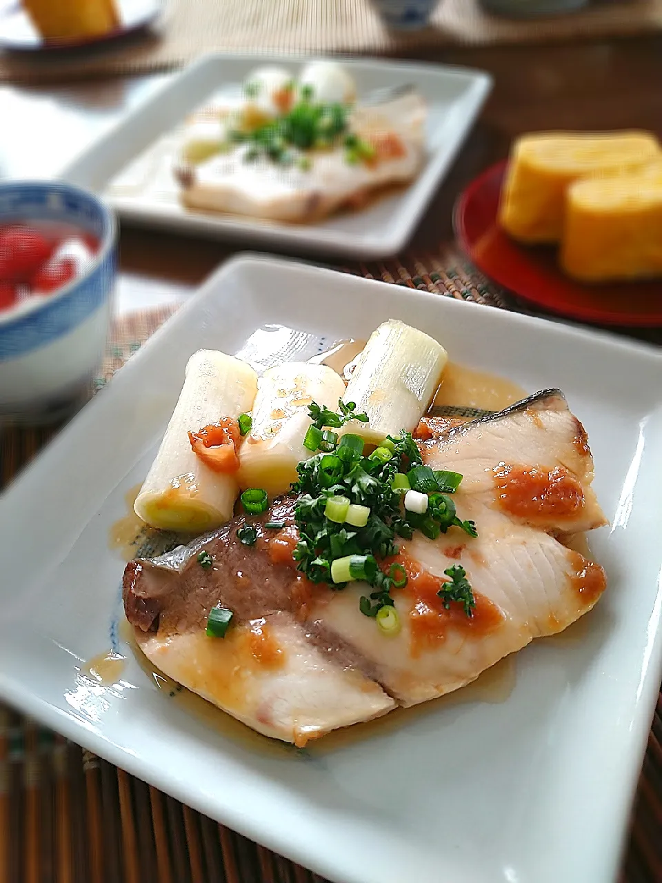 簡単！鰤とねぎのレンジ梅照り焼き|まめころさん