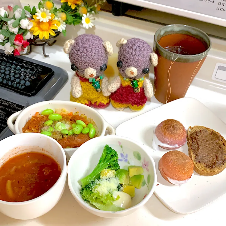 Snapdishの料理写真:朝ごぱん（╹◡╹）|chagashiさん