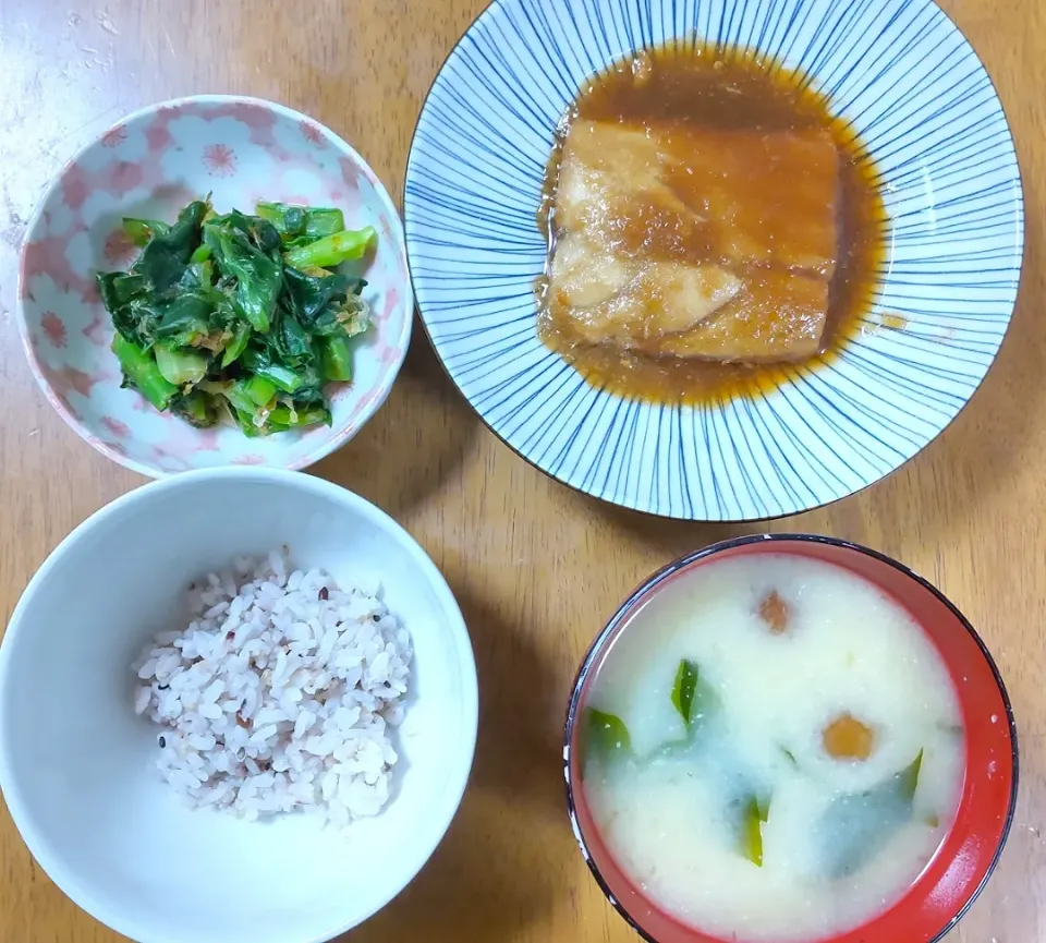 2022 0222　鯖のみぞれ煮　小松菜のおひたし　なめことわかめのお味噌汁|いもこ。さん