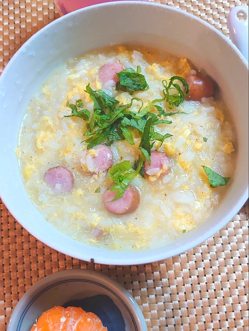 寒い朝なので、雑炊で朝ご飯🌅|ポチさん