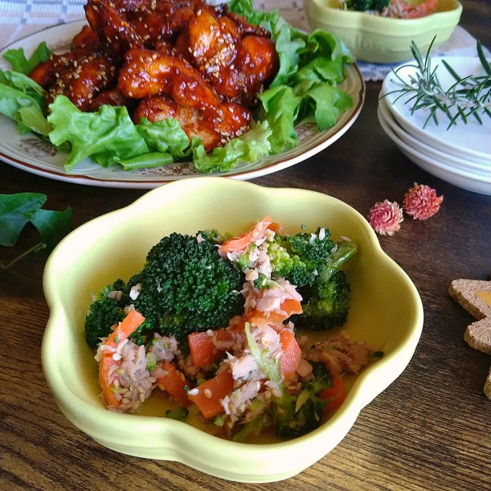 ブロッコリーと人参のツナのコンソメマリネ🎶|とまと🍅さん