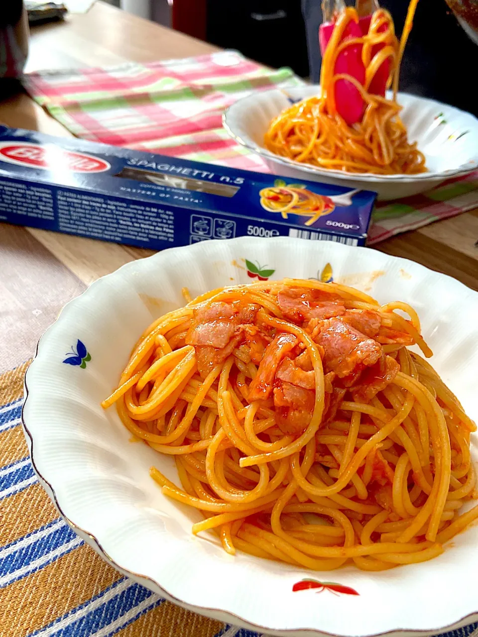 息子作トマトベーコンパスタ🍝|renharuruさん