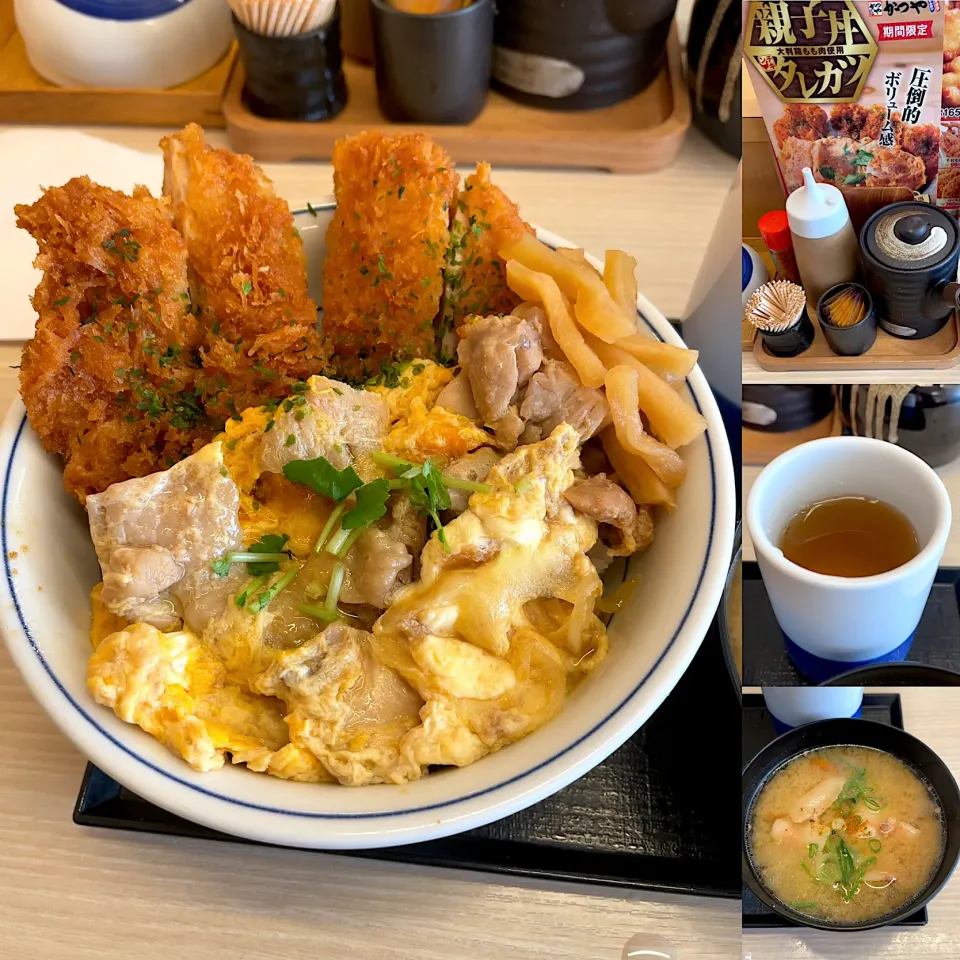 親子丼とタレカツの合い盛り丼|るみおんさん