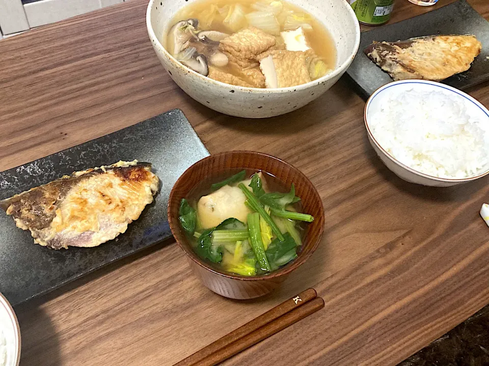 鰤味噌焼き、厚揚げ白菜椎茸煮物|satakeさん