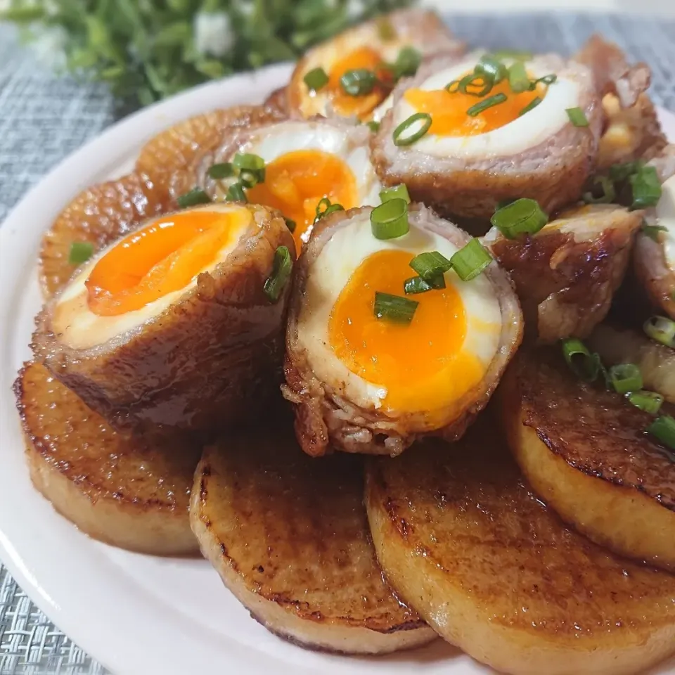 大根ステーキと肉巻き玉子|ポトスさん