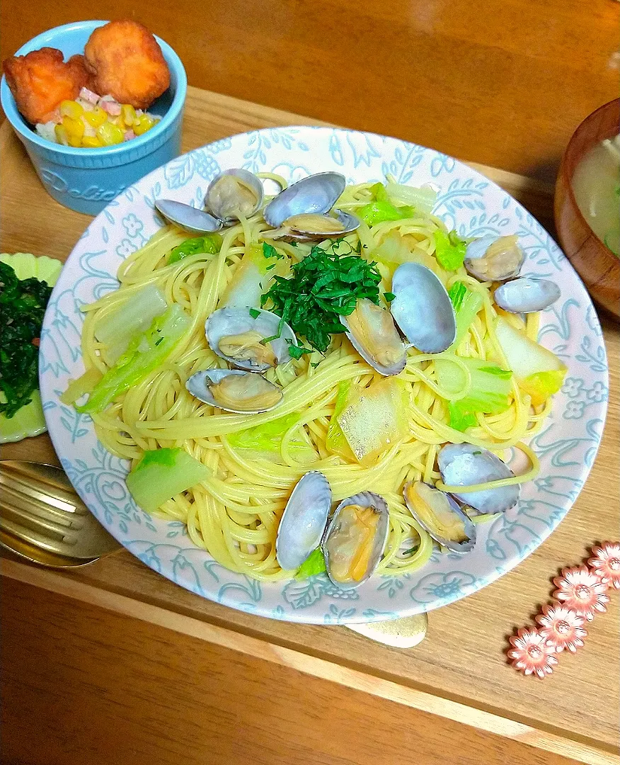 あさりと白菜の和風パスタ🍝|とししいたけさん