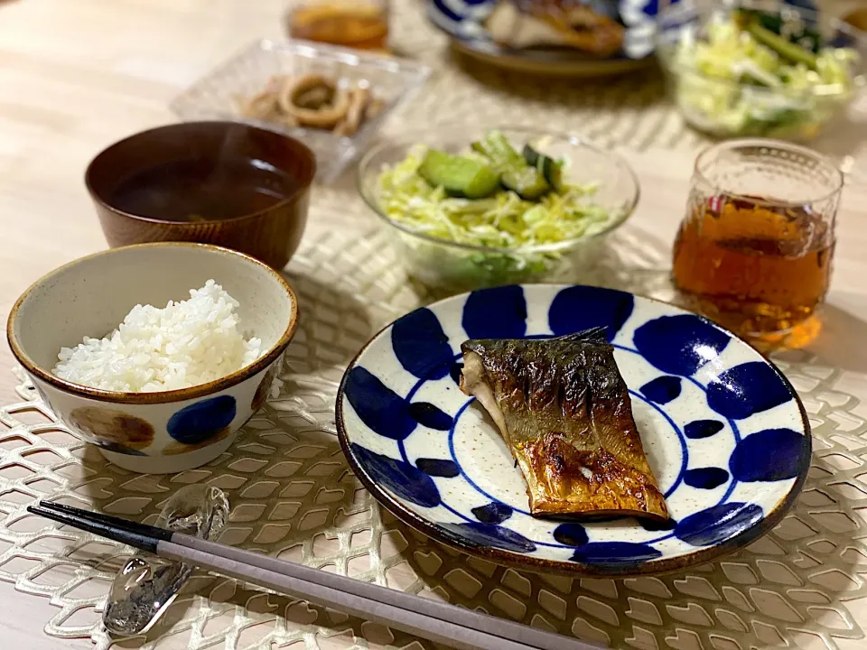 Snapdishの料理写真:真サバの塩焼き|ひろさんとゆりさんさん