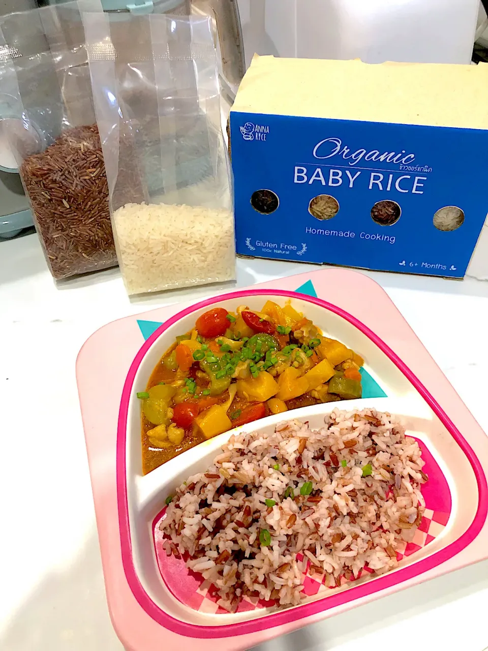 My first post 🤩 Sweet and sour with chicken for my baby (1.9 YO) *Jasmine rice mixed with red brown rice* #organicrice #annariceofficial #annarice #ricewithbenefit #babyrice❤️🍛😍|MommyLOVEUさん